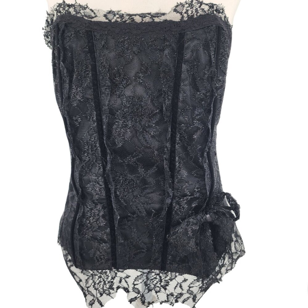 CHARLOTTE RUSSE Vintage Y2K Black Lace Bustier Corset Size Large‎ EUC